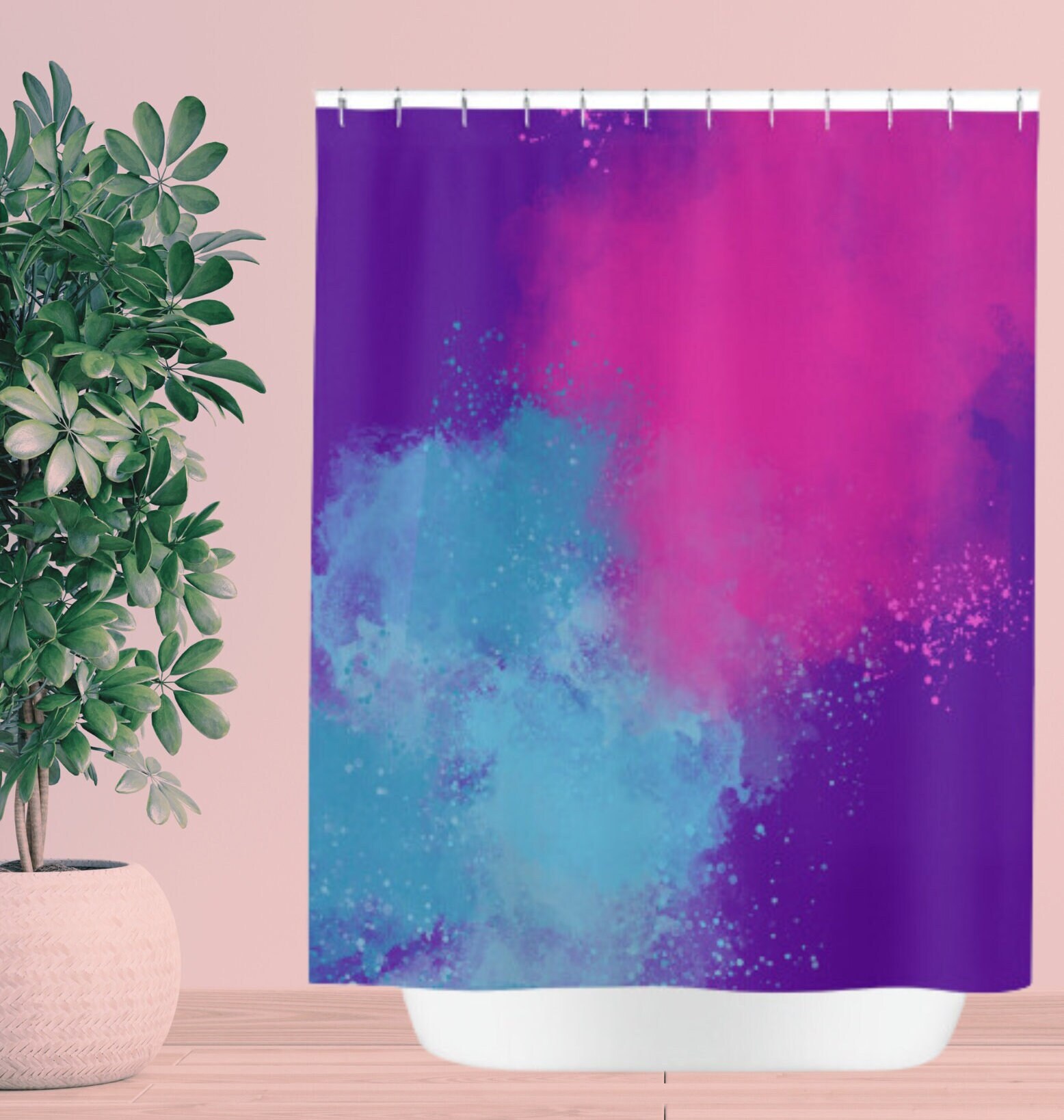 Shower Curtain, Shower Decor, Bathroom Decor, Purple Pink and Blue
