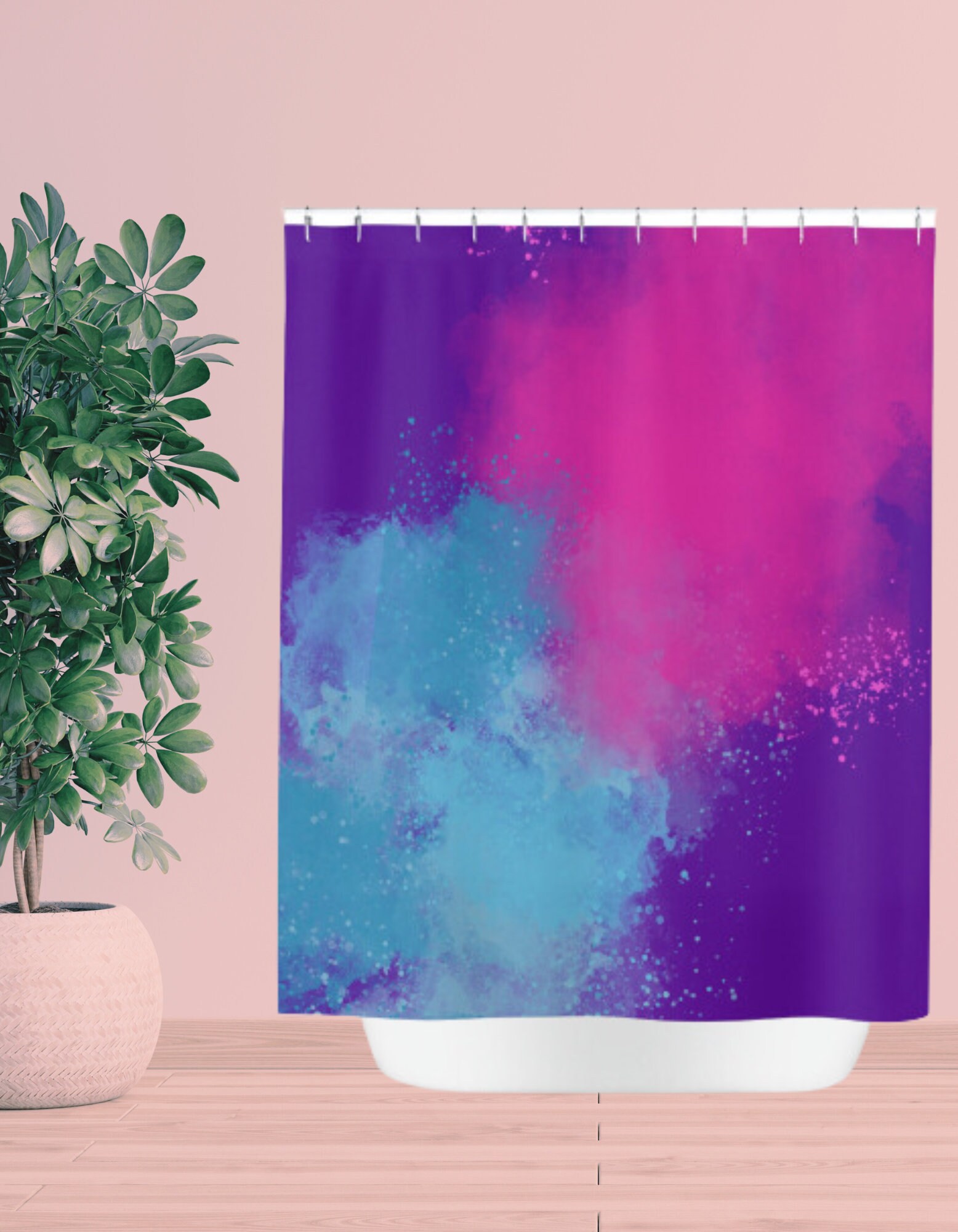 Shower Curtain, Shower Decor, Bathroom Decor, Purple Pink and Blue