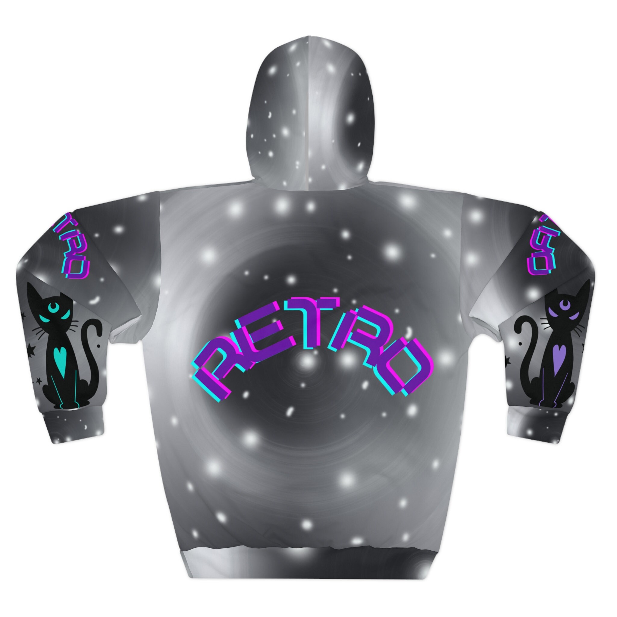 Black Cat Retro Hoodie Black Siamese Cat Hoodie All Over Etsy