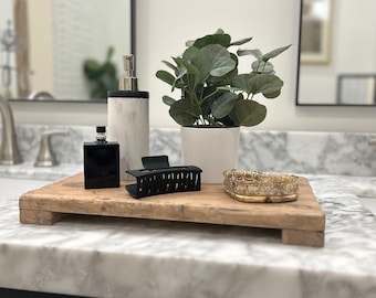 Countertop tray, rustic trivet riser, plant stand, kitchen decor stand, bathroom counter tray, distressed wood tray