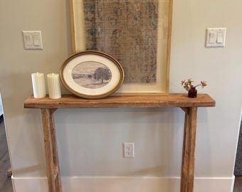 Narrow Console Table for Entryway, Skinny Sofa Table, Rustic Wooden Hallway Table, Small Space Farmhouse Furniture, Behind Couch Table