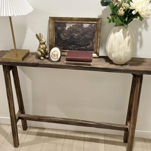 Handmade Rustic Skinny Console Table – Narrow Entryway Table – Distressed Wood Farmhouse Decor - Primitive Sofa Table - Vintage Inspired