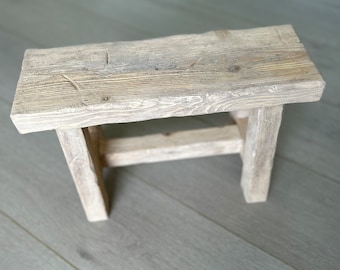 Vintage Inspired Miniature Stool, small antique stool, Weathered Wood, Rustic Stool, Home Decor, Primitive Antique Step Stool