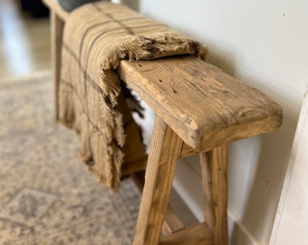 Banc skinny d'inspiration vintage, 46 x 5,5, bois patiné, banc rustique, décoration d'intérieur, banc antique primitif, banc de canapé, chambre à coucher, banc de nouilles