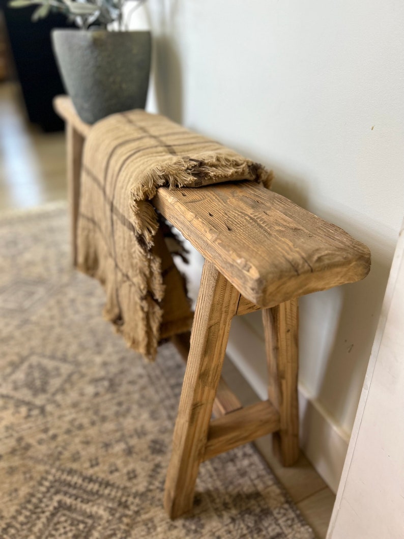 Vintage Inspired Skinny Bench, 46x5.5, Weathered Wood, Rustic Bench, Home Decor, Primitive Antique Bench, Sofa Bench, bedroom, Noodle Bench image 4