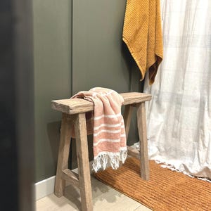 Banco estrecho de madera desgastada hecho a mano, banco de fideos primitivo, 24 pulgadas