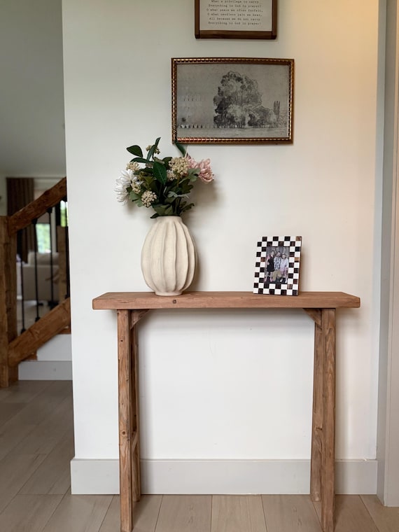 Handmade Rustic Skinny Console Table – Narrow Entryway Table – Distressed Wood Farmhouse Decor - Primitive Sofa Table - Vintage Inspired