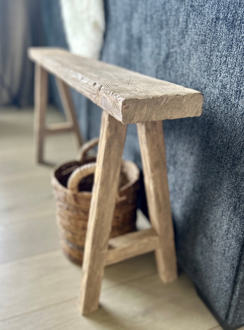 Vintage Inspired Skinny Bench 46x5.5 Weathered Wood Rustic Etsy