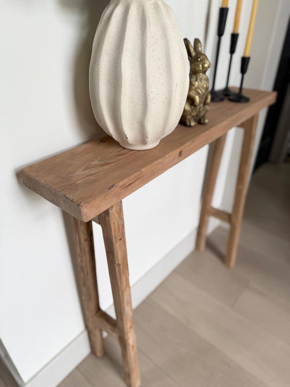 Handmade Rustic Skinny Console Table – Narrow Entryway Table – Distressed Wood Farmhouse Decor - Primitive Sofa Table - Vintage Inspired