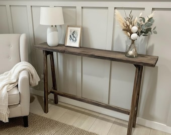 Narrow Console Table for Entryway, Skinny Sofa Table, Rustic Wooden Hallway Table, Small Space Farmhouse Furniture, Behind Couch Table