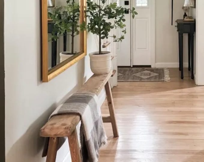 Narrow Entryway Bench, Skinny Wooden Bench, Rustic Farmhouse Bench, Behind Couch Bench, End of Bed Bench, Small Space Furniture, Handmade