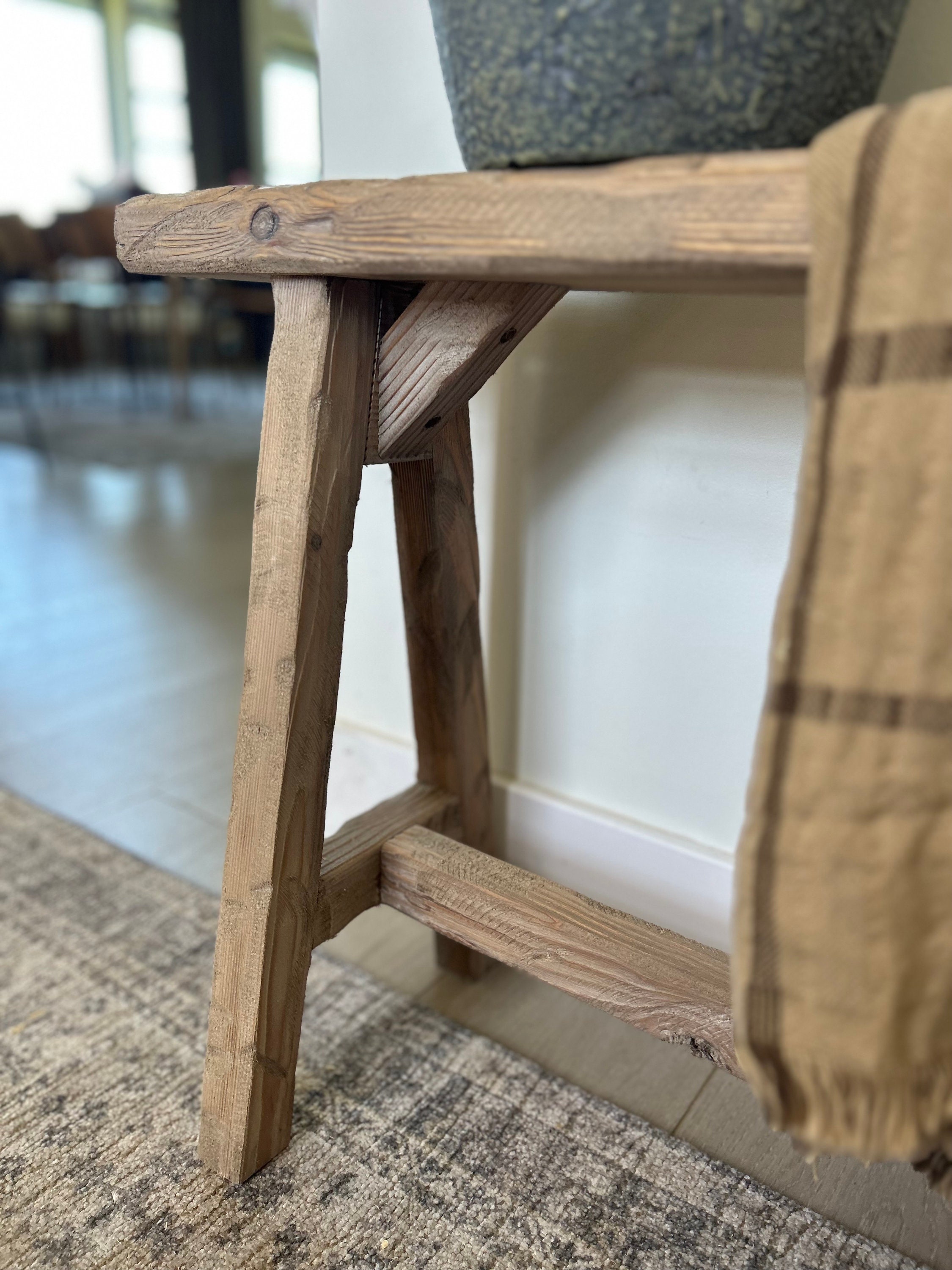 Vintage Inspired Skinny Bench Weathered Wood Rustic Bench Etsy