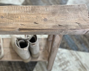 Vintage Inspired Skinny Bench, bench with shoe storage, Weathered Wood, Rustic Bench, Home Decor, Primitive Antique Bench, bench with shelf