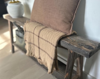 Dark walnut, Vintage Inspired Skinny Bench, bench with shoe storage, Weathered Wood, Rustic Bench, Primitive Antique Bench, bench with shelf
