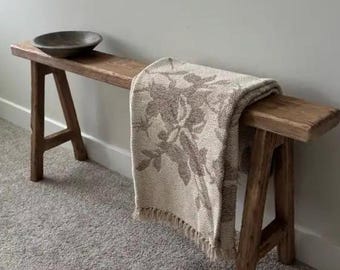 Rustic Distressed Skinny Bench | Primitive Farmhouse Narrow Entryway Bench | Handmade Wooden Noodle Bench | Bench for end of bed