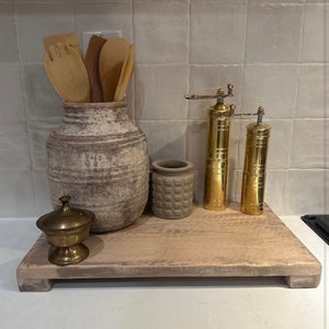 Countertop tray, rustic trivet riser, plant stand, kitchen decor stand, bathroom counter tray, distressed wood tray