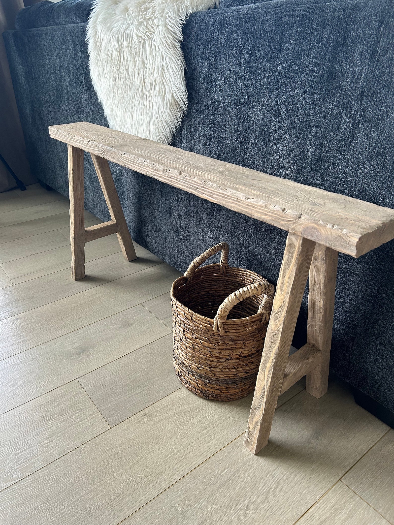 Vintage Inspired Skinny Bench, 46x5.5, Weathered Wood, Rustic Bench