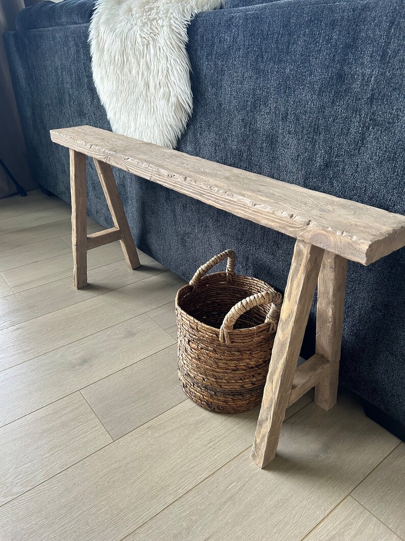 Vintage Inspired Skinny Bench, 46x5.5, Weathered Wood, Rustic Bench