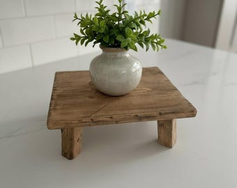 Rustic Wooden Plant Stand | Hand Distressed Pine Plant Riser | Farmhouse Indoor Plant Stand | Rustic Decor Stand | Handmade Wood Pedestal