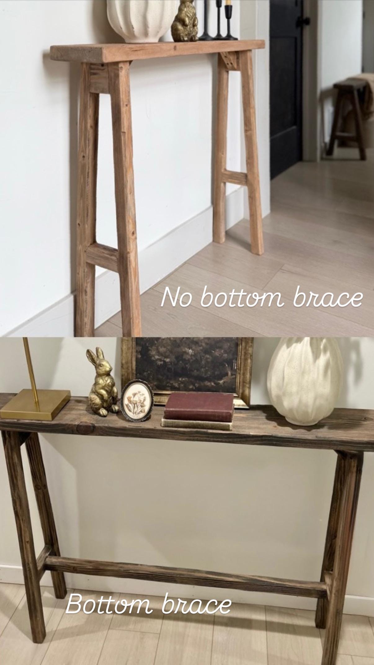 Handmade Rustic Skinny Console Table, Narrow Entryway Table, Distressed ...