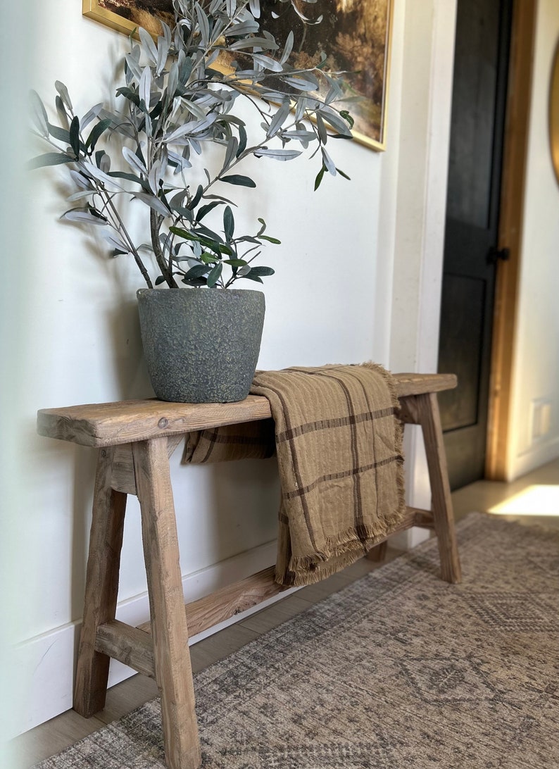 Vintage Inspired Skinny Bench, 46x5.5, Weathered Wood, Rustic Bench, Home Decor, Primitive Antique Bench, Sofa Bench, bedroom, Noodle Bench image 1