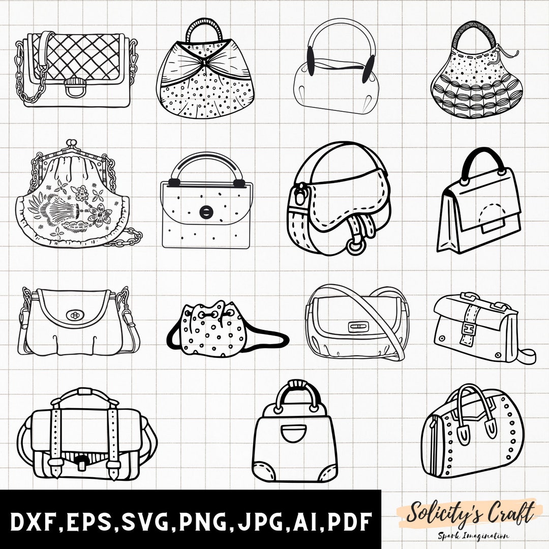 Handbag Svg Bundle Ladies Handbag Silhouette Hand Purse Svg. Etsy