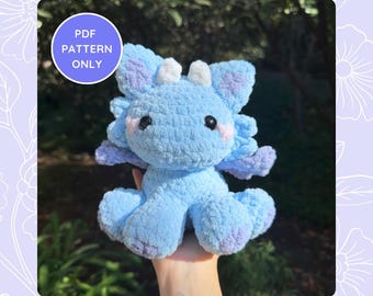 Wzór na szydełkowe serce smoka dla dziecka - Amigurumi Plushie do pobrania w wersji cyfrowej - poziom średnio zaawansowany
