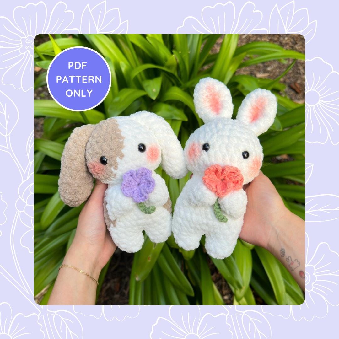 2 in 1 Floral Bunny Crochet Pattern - Amigurumi Rabbit Digital Download ...