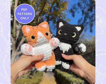 Kitty Häkelanleitung - Orange & Tuxie Katze Amigurumi Plushie Digitaler Download - anfängerfreundlich