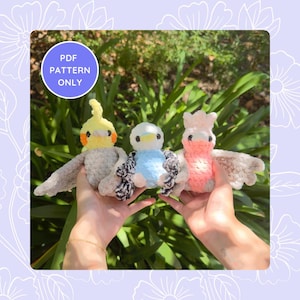 3 in 1 Baby Bird Crochet Pattern PDF | Galah, Budgie, Cockatiel | Amigurumi Plushie | Advanced Beginner Friendly