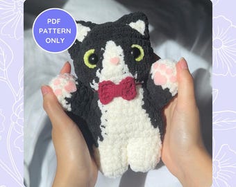 Tuxedo Cat häkeln Muster - Kitty Amigurumi Plushie Digital Download - anfängerfreundlich
