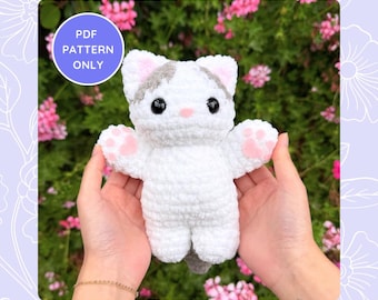 Kitty Häkelanleitung - Zweifarbige Katze Amigurumi Plushie Digitaler Download - anfängerfreundlich