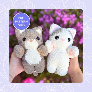 Kitty Crochet Pattern - Bicolor & Tabby Cat Amigurumi Plushie Digital Download - Beginner Friendly