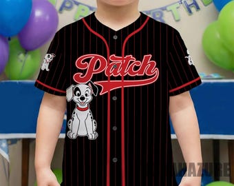 Anpassad basebolltröja med märke, Disney 101 dalmatiner-tröja, Disney Dogs basebollfamiljmatchning