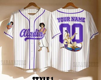 Custom Disney Aladdin Baseball Jersey, Sports Team Style, Disneyland Family Matching Shirt