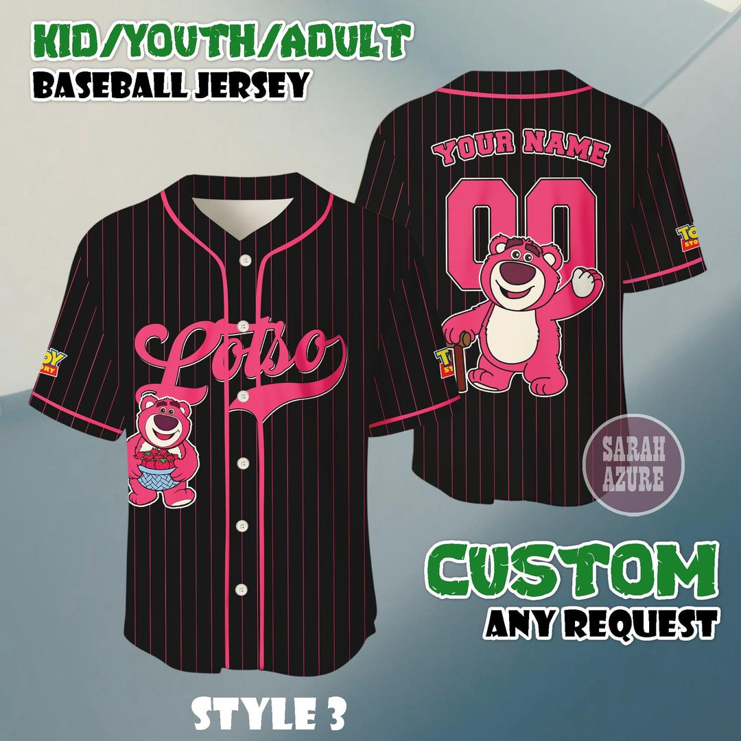 Fans Lotso Custom Lotso Baseball Jersey, Toy Story Fan Apparel, Pixar Cartoon ...