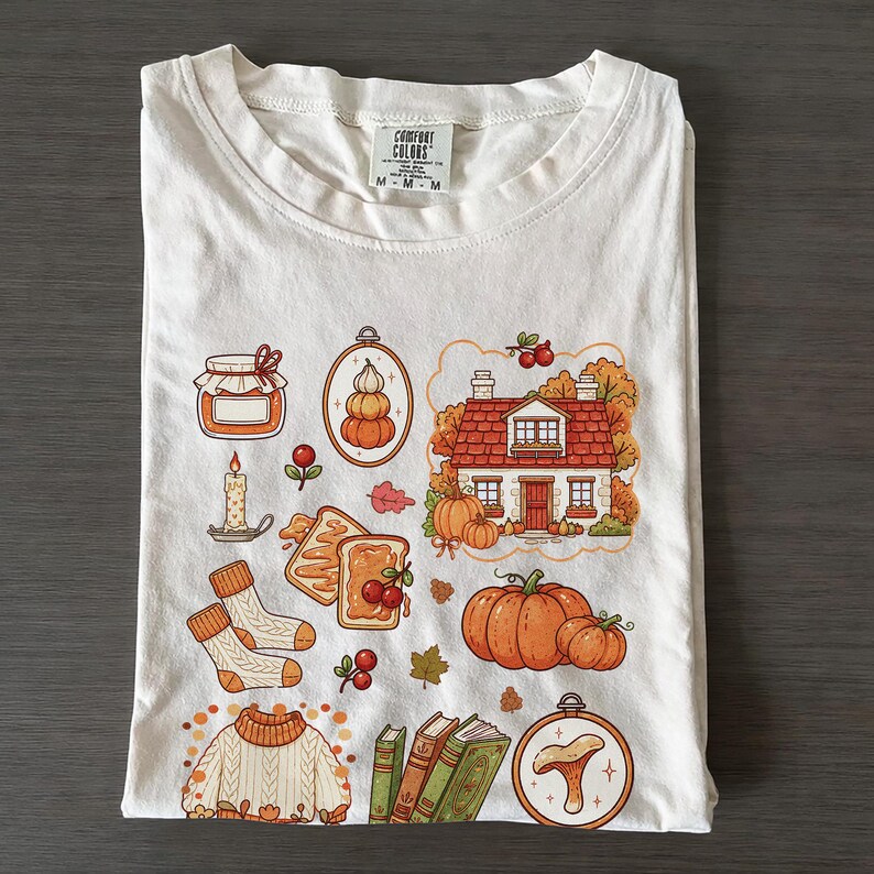 Cozy Fall T-Shirt, Autumn Comfort Shirt, Hygge Vibes Sweatshirt, Pumpkin Season Apparel image 5