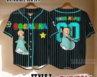 Camiseta de béisbol personalizada de la Princesa Rosalina, camiseta personalizada a juego de la familia Nintendo, atuendo de princesa de cumpleaños