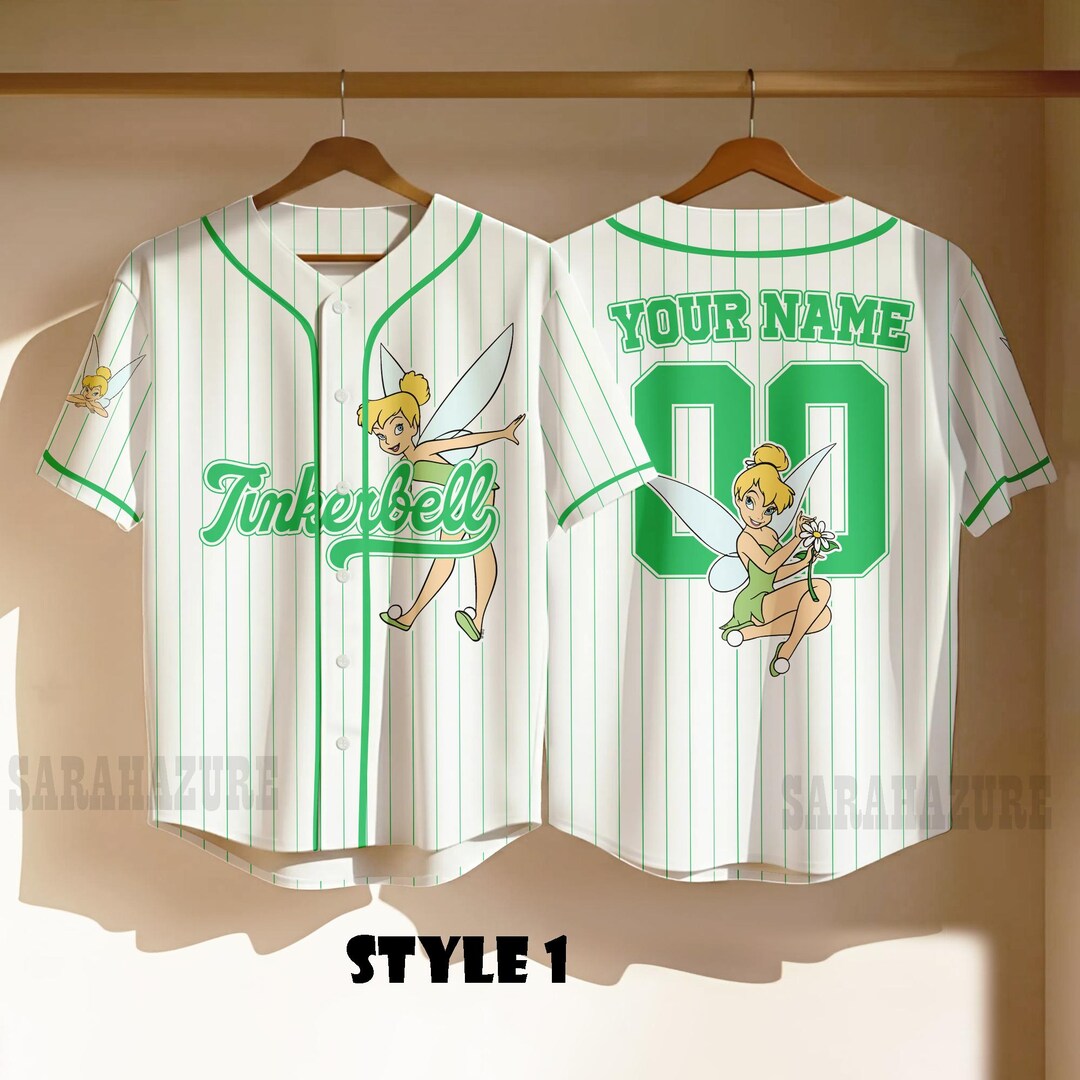 Custom Tinker Bell Baseball Jersey, Disneyland Baseball Team Gift for ...