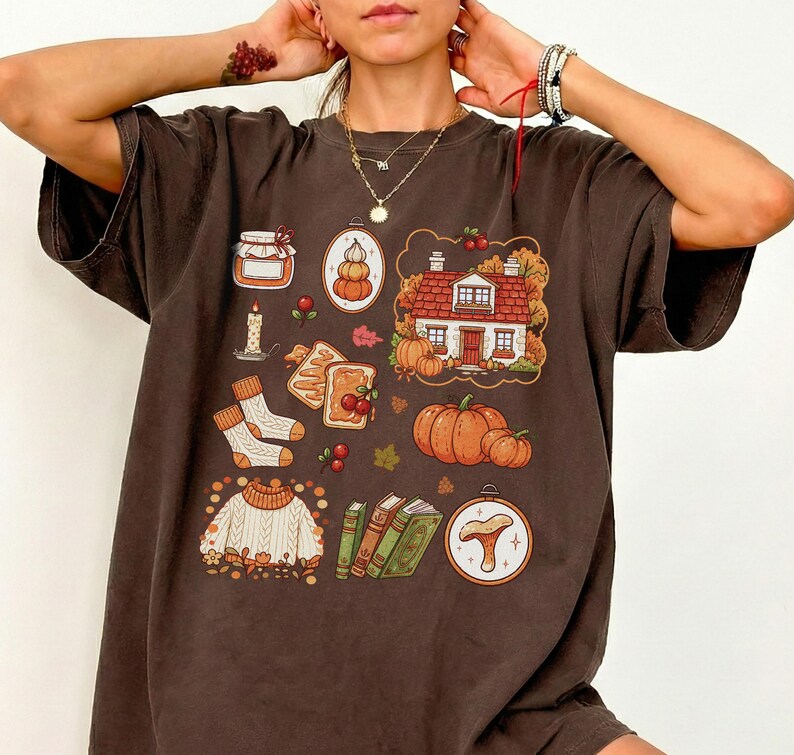 Cozy Fall T-Shirt, Autumn Comfort Shirt, Hygge Vibes Sweatshirt, Pumpkin Season Apparel image 7
