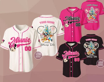 Custom Disney Trip 2026 Minnie Mouse Baseball Jersey, Family Matching Jersey, Disney Mouse Jersey Shirt
