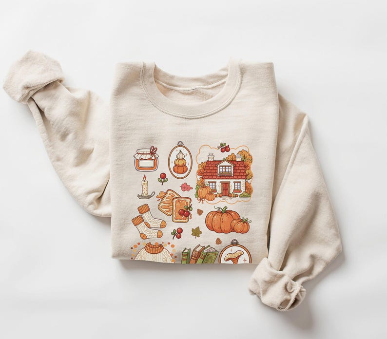 Cozy Fall T-Shirt, Autumn Comfort Shirt, Hygge Vibes Sweatshirt, Pumpkin Season Apparel image 4