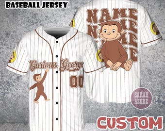 Camiseta de béisbol personalizada de Jorge el Curioso, camiseta para fiesta de cumpleaños, camiseta familiar