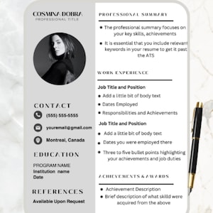 Modern Resume Templarte Word, Resume Template with Photo, Clean Modern Resume Template, CV Template Minimalist