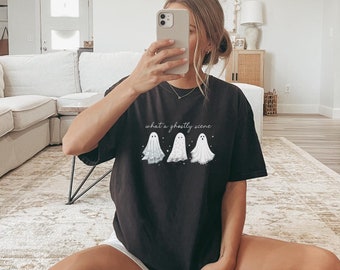 Halloween Ghost Scene Shirt, Vintage Ghost T-Shirt, Spooky Season Tee, Cute Halloween Graphic Tee, Fall Shirt, Ghost Lover Gift