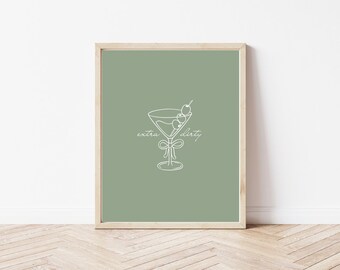Extra Dirty Martini Wall Art Matte Vertical Posters Sage Green