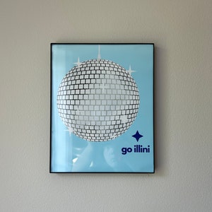 Customizable Disco Ball College Aesthetic Wall Print - Printable Digital Download