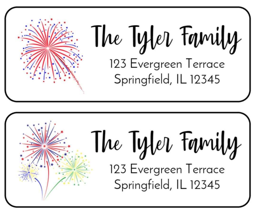 4th of July Firework Return Address Labels | Custom Patriotic Address ...