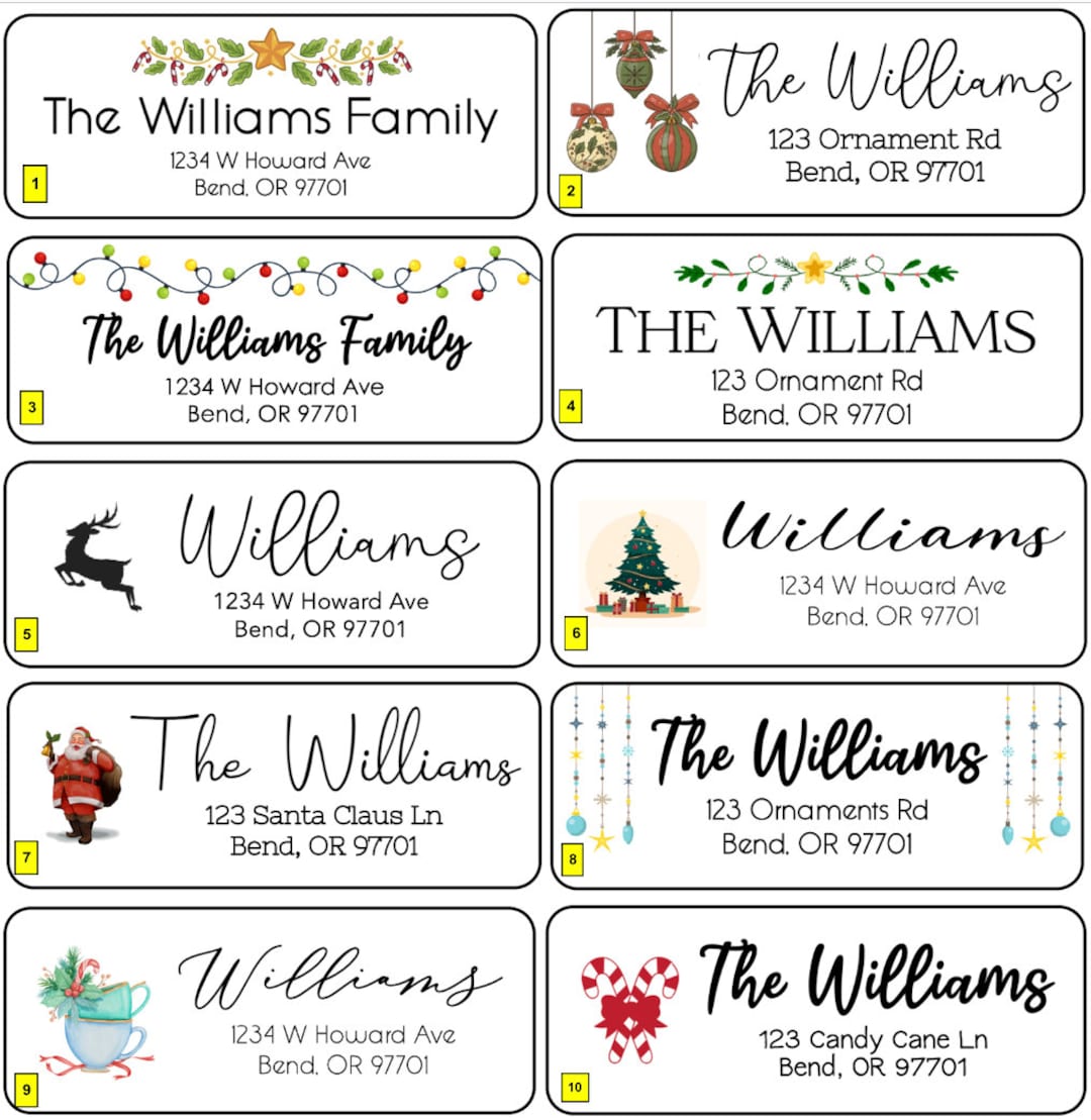 Return Address Labels Christmas Address Labels Holiday Winter