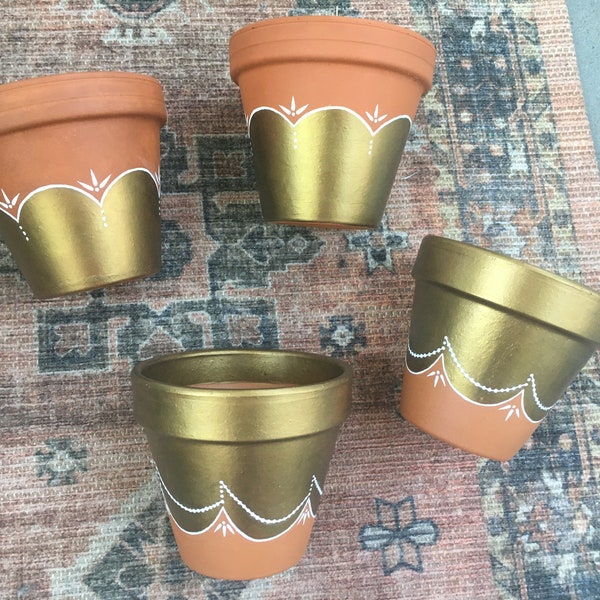 Hand Painted Terra Cotta Pots - 6 Inch